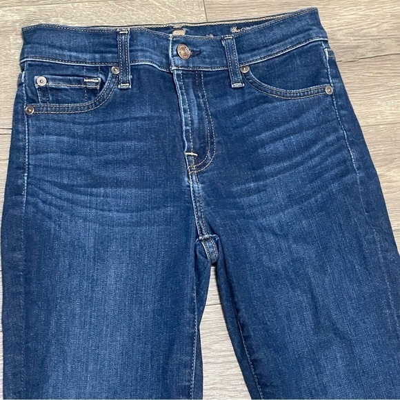 7 For All Mankind Womens The Ankle Skinny Dark Wash Raw Chewed Hem Size 25 - Picture 4 of 12
